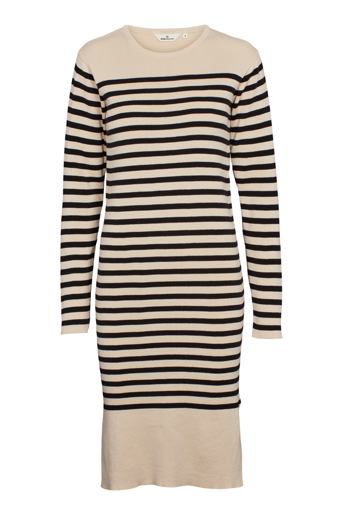 Basic Apparel Sailor Stripe Knit Dress Dresses 482 Birch/Black